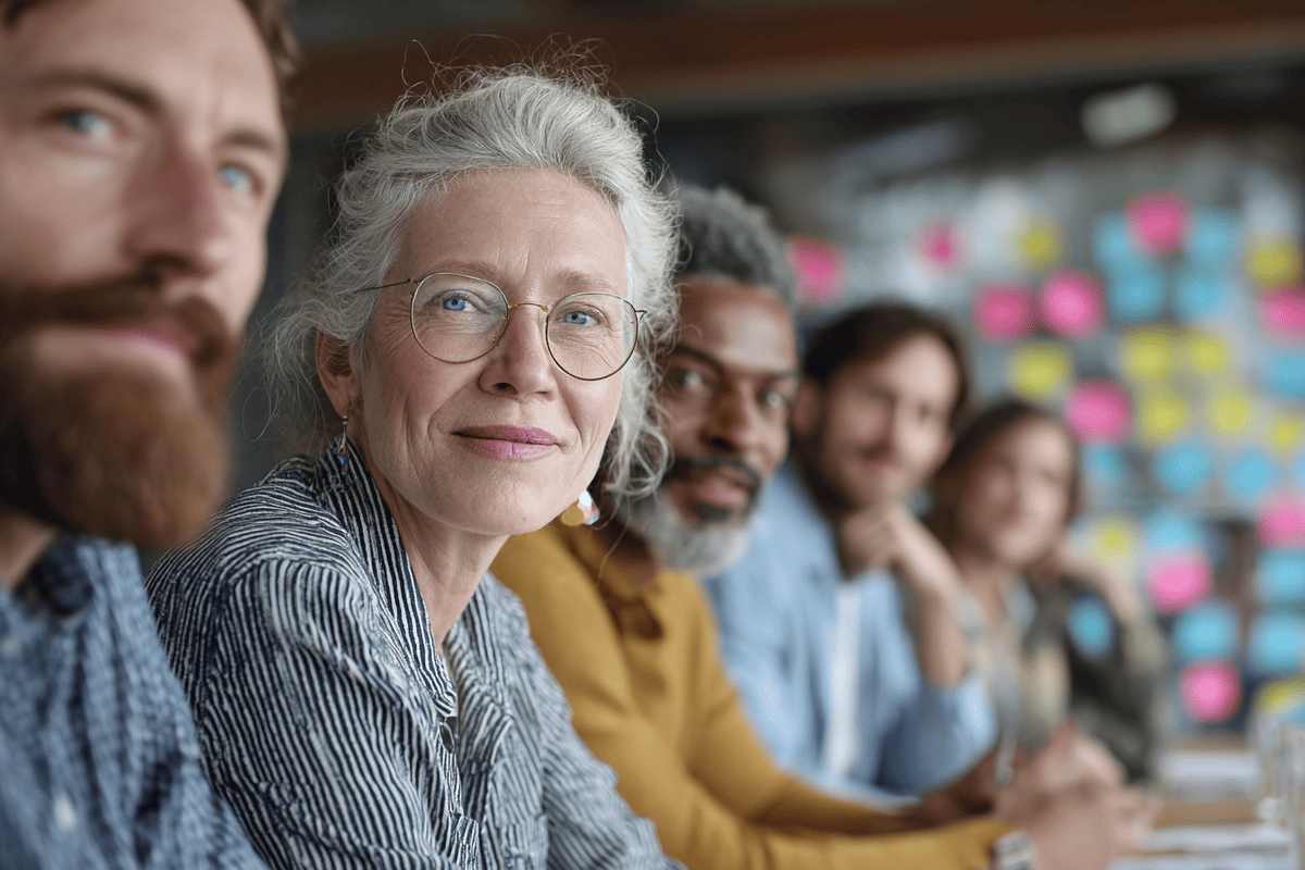 Gruppe von Workshop-Teilnehmern im angeregten Gespräch während einer Pause